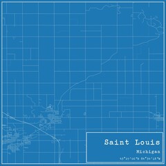 Blueprint US city map of Saint Louis, Michigan.