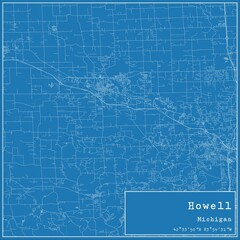 Blueprint US city map of Howell, Michigan.