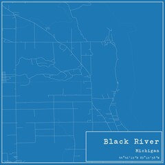 Blueprint US city map of Black River, Michigan.