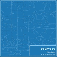 Blueprint US city map of Fairview, Michigan.