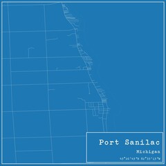Blueprint US city map of Port Sanilac, Michigan.