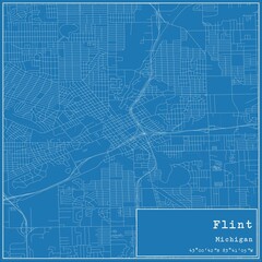 Blueprint US city map of Flint, Michigan.