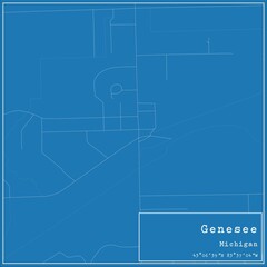 Blueprint US city map of Genesee, Michigan.