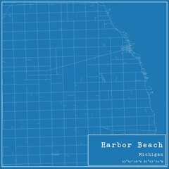 Obraz premium Blueprint US city map of Harbor Beach, Michigan.