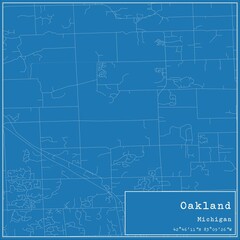 Blueprint US city map of Oakland, Michigan.