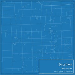 Blueprint US city map of Dryden, Michigan.