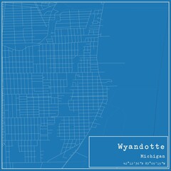 Blueprint US city map of Wyandotte, Michigan.