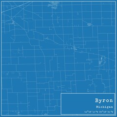 Blueprint US city map of Byron, Michigan.