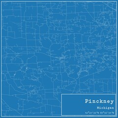 Blueprint US city map of Pinckney, Michigan.