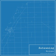 Blueprint US city map of Sebewaing, Michigan.