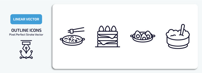 food outline icons set. food thin line icons pack included chinese food, congratulations, soy eggs, rice bowl vector.