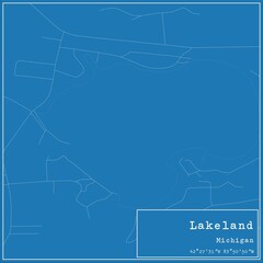 Blueprint US city map of Lakeland, Michigan.