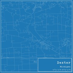 Blueprint US city map of Dexter, Michigan.