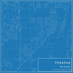 Blueprint US city map of Trenton, Michigan.