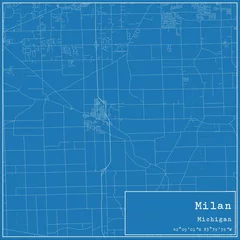  Blueprint US city map of Milan, Michigan. © Rezona