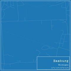Blueprint US city map of Hamburg, Michigan.