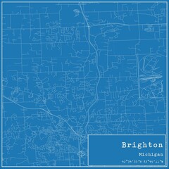 Blueprint US city map of Brighton, Michigan.