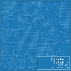 Blueprint US city map of Dearborn Heights, Michigan.