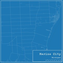 Fototapeta premium Blueprint US city map of Marine City, Michigan.