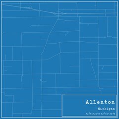 Blueprint US city map of Allenton, Michigan.