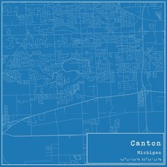 Blueprint US city map of Canton, Michigan.
