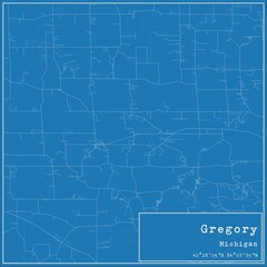 Blueprint US city map of Gregory, Michigan.