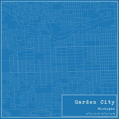 Blueprint US city map of Garden City, Michigan.