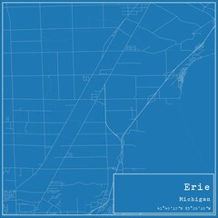 Blueprint US city map of Erie, Michigan.