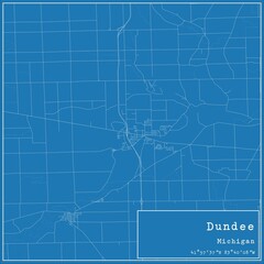 Blueprint US city map of Dundee, Michigan.