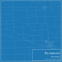 Blueprint US city map of Richmond, Michigan.
