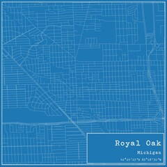 Blueprint US city map of Royal Oak, Michigan.