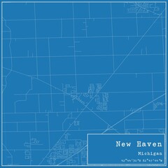 Fototapeta premium Blueprint US city map of New Haven, Michigan.