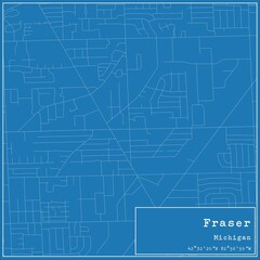 Blueprint US city map of Fraser, Michigan.