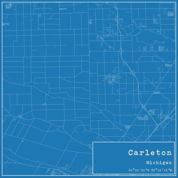 Blueprint US city map of Carleton, Michigan.
