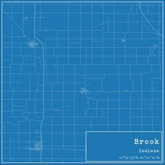 Blueprint US city map of Brook, Indiana.