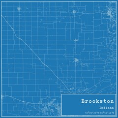 Fototapeta premium Blueprint US city map of Brookston, Indiana.