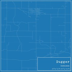 Blueprint US city map of Dugger, Indiana.