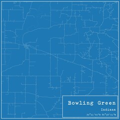 Blueprint US city map of Bowling Green, Indiana.