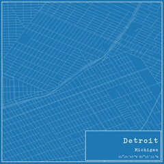 Blueprint US city map of Detroit, Michigan.