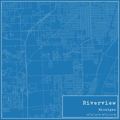 Blueprint US city map of Riverview, Michigan.