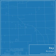 Blueprint US city map of Ray, Michigan.