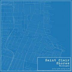 Blueprint US city map of Saint Clair Shores, Michigan.