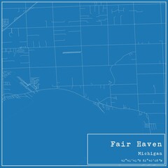 Blueprint US city map of Fair Haven, Michigan.