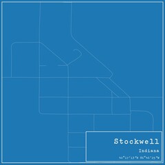 Fototapeta premium Blueprint US city map of Stockwell, Indiana.