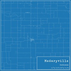 Blueprint US city map of Medaryville, Indiana.