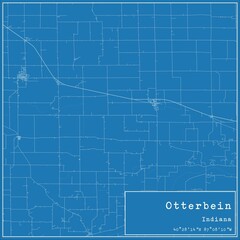 Blueprint US city map of Otterbein, Indiana.
