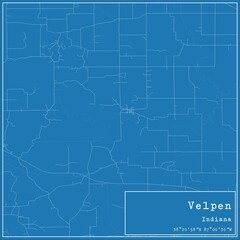 Blueprint US city map of Velpen, Indiana.