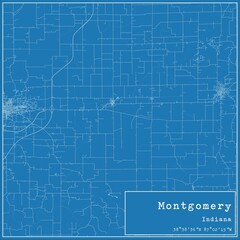 Blueprint US city map of Montgomery, Indiana.