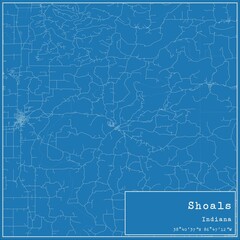 Blueprint US city map of Shoals, Indiana.