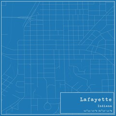 Blueprint US city map of Lafayette, Indiana.